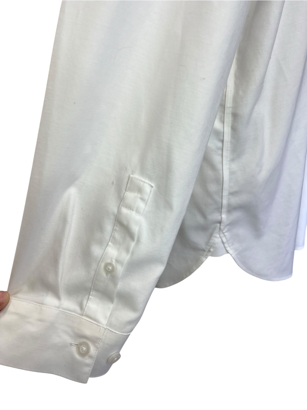 Chico’s Size 2 US 12 White Black Floral Tunic Button Down Stretch Shirt - Picture 7 of 10
